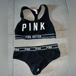 NWOT women’s Victoria secret pink sport bra and underwear set size medium
